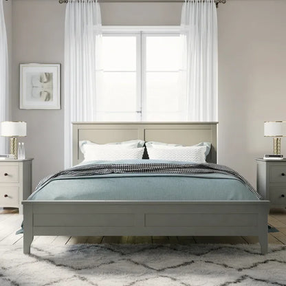 King Pine Platform Bed with Headboard & Slats