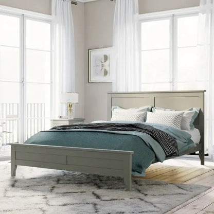 King Pine Platform Bed with Headboard & Slats