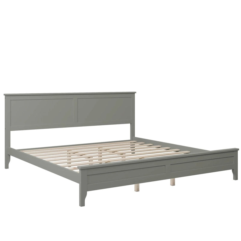 King Pine Platform Bed with Headboard & Slats