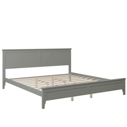 King Pine Platform Bed with Headboard & Slats