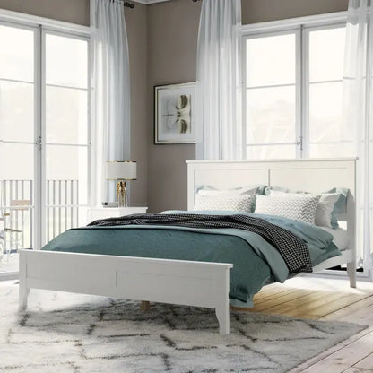 King Pine Platform Bed with Headboard & Slats