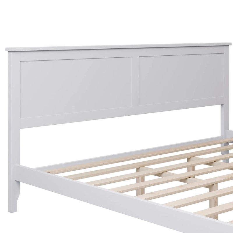 King Pine Platform Bed with Headboard & Slats