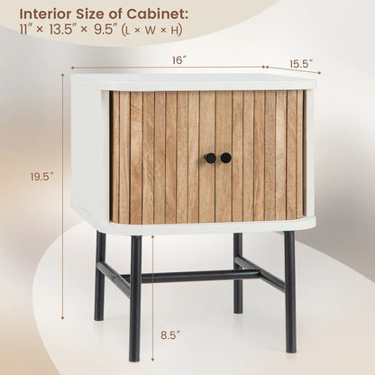 Gymax Set of 2 Nightstand Compact Modern End Side Table w/ Sliding