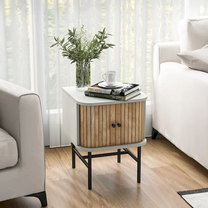 Gymax Set of 2 Nightstand Compact Modern End Side Table w/ Sliding