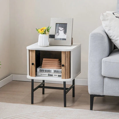 Gymax Set of 2 Nightstand Compact Modern End Side Table w/ Sliding