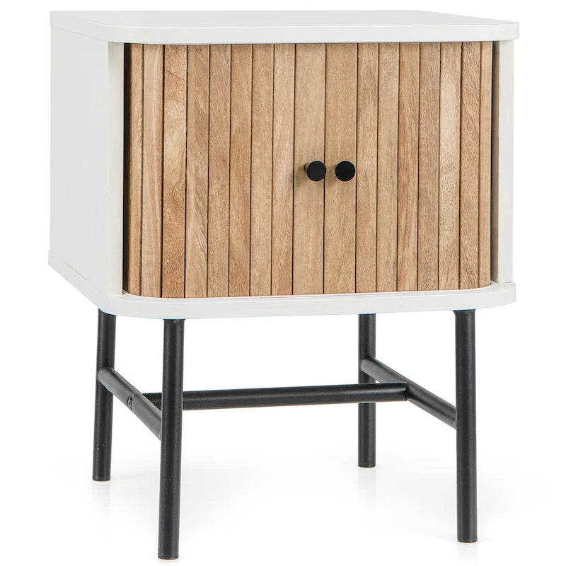 Gymax Set of 2 Nightstand Compact Modern End Side Table w/ Sliding
