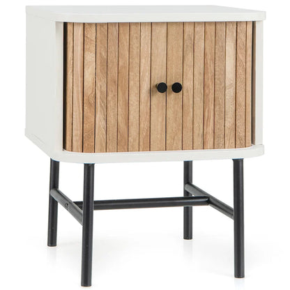 Gymax Set of 2 Nightstand Compact Modern End Side Table w/ Sliding