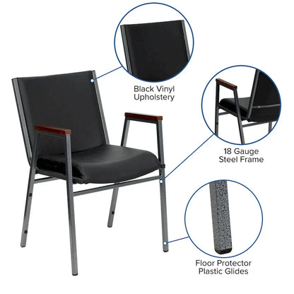 Chaise empilable robuste avec accoudoirs - 21P x 21L x 31H