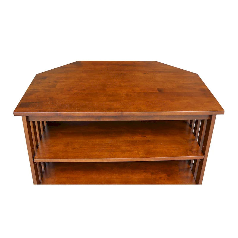 Meuble TV d'angle en bois massif de style Mission