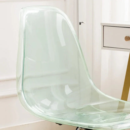 Chaise de bureau à roulettes sans accoudoirs, réglable en hauteur, en acrylique pivotant