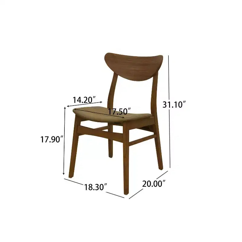 Christopher Knight Home Lot de 2 chaises de salle à manger Josie de style Mid-Century Modern en similicuir et bois d'hévéa, couleur marron/noyer