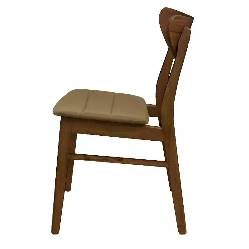 Christopher Knight Home Lot de 2 chaises de salle à manger Josie de style Mid-Century Modern en similicuir et bois d'hévéa, couleur marron/noyer