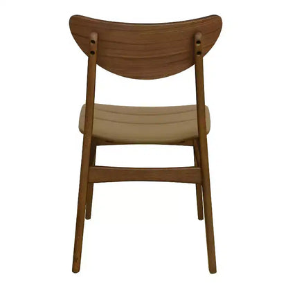Christopher Knight Home Lot de 2 chaises de salle à manger Josie de style Mid-Century Modern en similicuir et bois d'hévéa, couleur marron/noyer