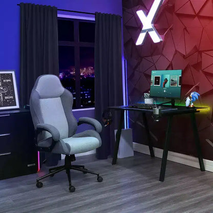 Chaise de jeu pivotante grise – Room Essentials™ : Chaise de bureau d'ordinateur rembourrée, réglable, accoudoirs fixes