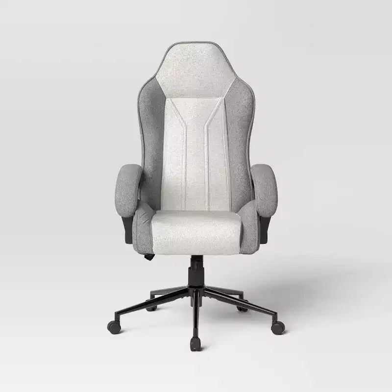 Chaise de jeu pivotante grise – Room Essentials™ : Chaise de bureau d'ordinateur rembourrée, réglable, accoudoirs fixes