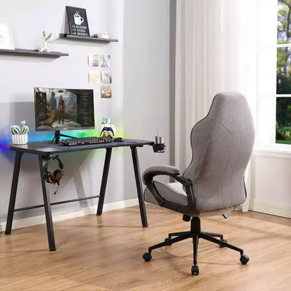 Chaise de jeu pivotante grise – Room Essentials™ : Chaise de bureau d'ordinateur rembourrée, réglable, accoudoirs fixes