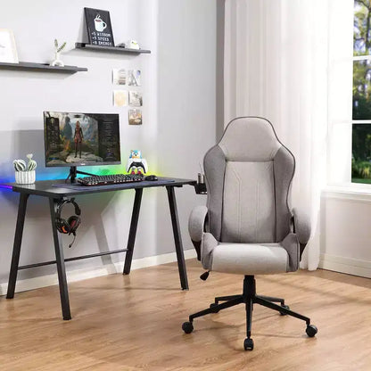 Chaise de jeu pivotante grise – Room Essentials™ : Chaise de bureau d'ordinateur rembourrée, réglable, accoudoirs fixes