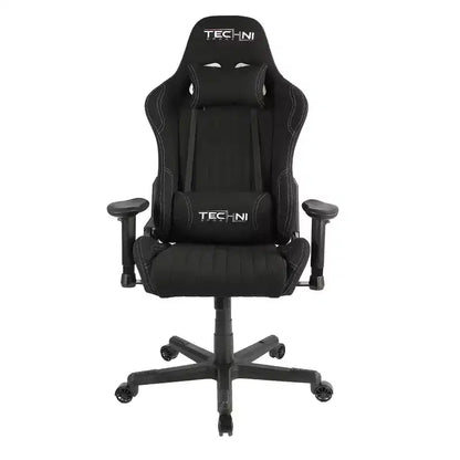 Fauteuil de gaming ergonomique haut dossier en tissu style baquet noir - Techni Sport : Bureau, pivotant, support lombaire
