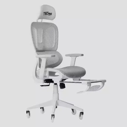 Airflex2 Mesh Gaming Chair with Footrest White - Techni Sport: Synchro-Tilt, 275 Lbs Capacity, Ergonomic Design