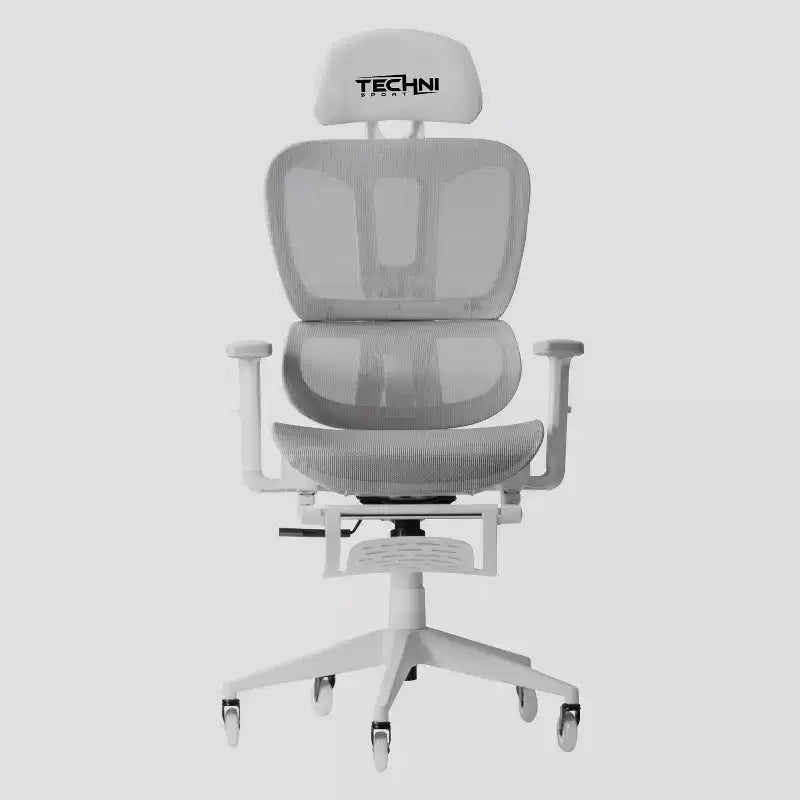 Airflex2 Mesh Gaming Chair with Footrest White - Techni Sport: Synchro-Tilt, 275 Lbs Capacity, Ergonomic Design