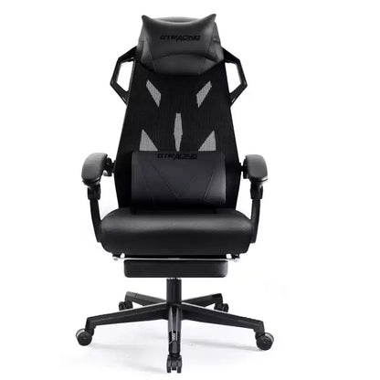 GTRACING Gaming Chair Mesh Computer Chair Ergonomic Recliner with Footrest Black
