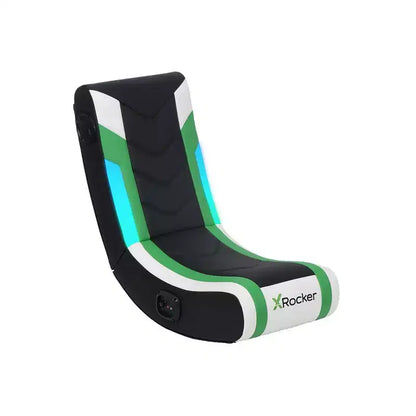 X Rocker Horizon RGB LED Audio Floor Rocker Gaming Chair Green/Black/White