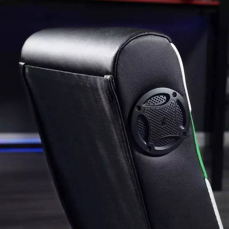 X Rocker Horizon RGB LED Audio Floor Rocker Gaming Chair Green/Black/White