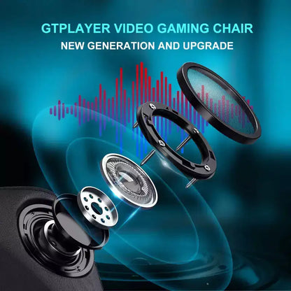 Chaise de jeu GTPLAYER avec haut-parleurs Bluetooth et repose-pieds Fauteuil de bureau à dossier haut noir