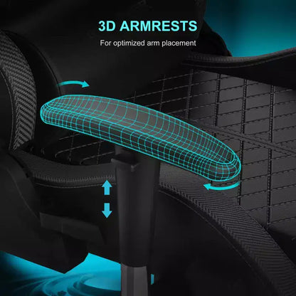 Chaise de jeu GTPLAYER avec haut-parleurs Bluetooth et repose-pieds Fauteuil de bureau à dossier haut noir