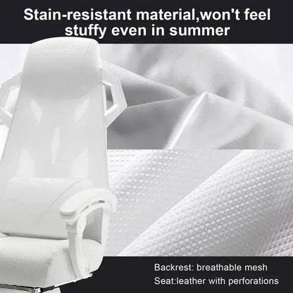 Chaise de jeu GTRACING, chaise d'ordinateur en maille, inclinable ergonomique avec repose-pieds, blanc