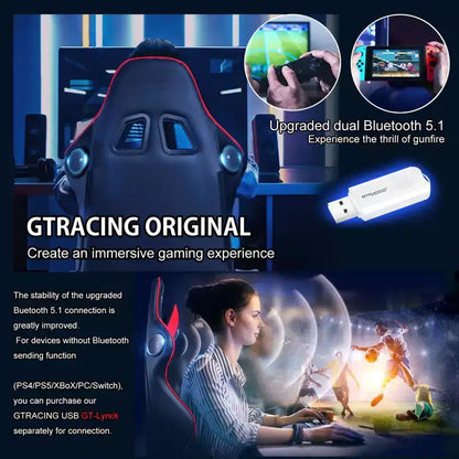 Chaise de jeu GTRACING avec haut-parleurs Bluetooth Fauteuil de bureau à dossier haut en PU Rouge