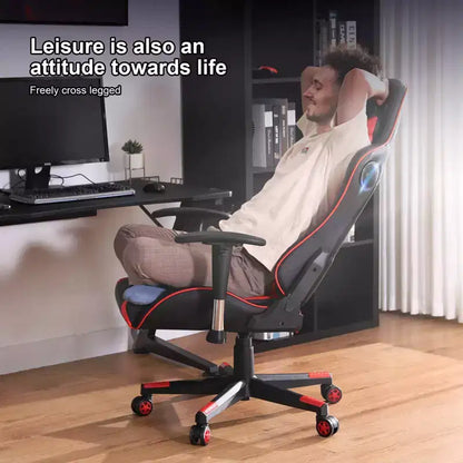 Chaise de jeu GTRACING avec haut-parleurs Bluetooth Fauteuil de bureau à dossier haut en PU Rouge