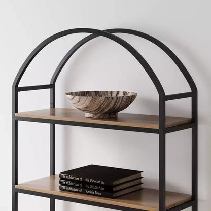 Étagère Arche à 5 tablettes 72" Haven en bois et métal, Chêne récupéré/Noir mat - Nathan James