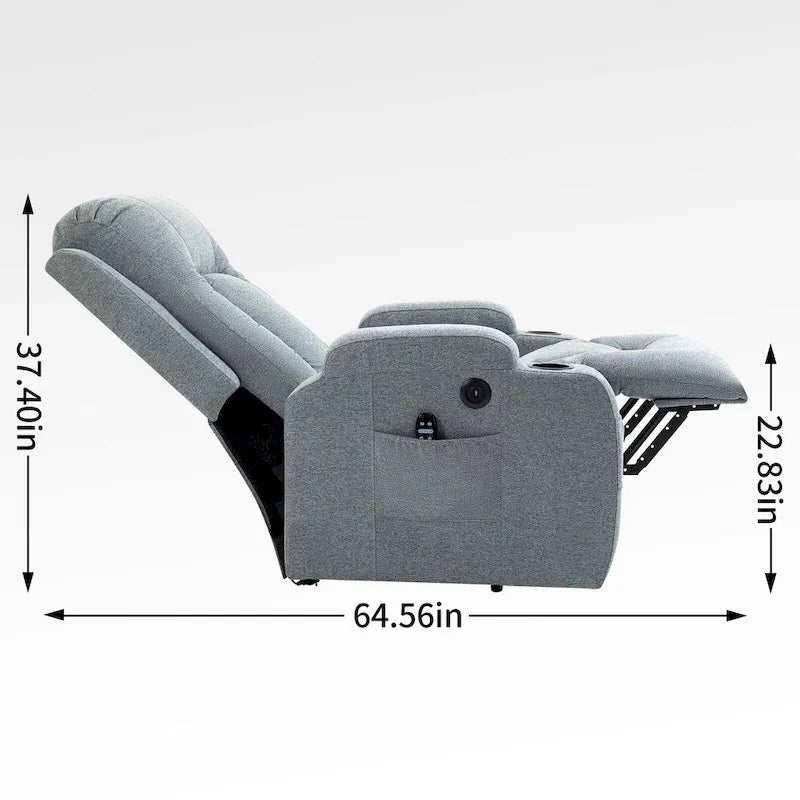 Fauteuil inclinable releveur électrique Lazy Boy, fauteuil de massage moderne à moteur unique avec chauffage lombaire, port de chargement USB, porte-gobelets