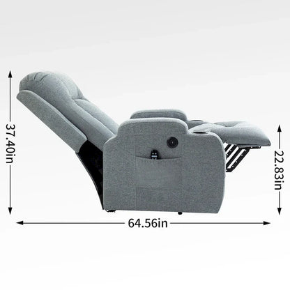 Fauteuil inclinable releveur électrique Lazy Boy, fauteuil de massage moderne à moteur unique avec chauffage lombaire, port de chargement USB, porte-gobelets
