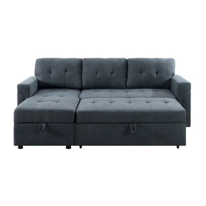Canapé d'angle réversible convertible avec lit gigogne, méridienne de rangement et pieds durables