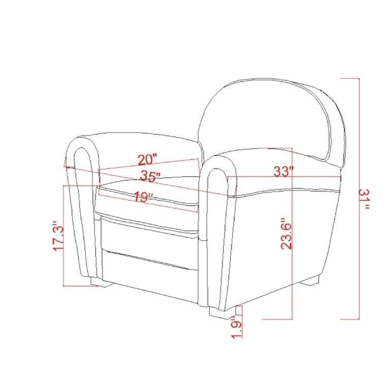 Fauteuil Club Paris en Cuir Véritable Pasargad Home, Marron