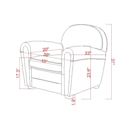 Fauteuil Club Paris en Cuir Véritable Pasargad Home, Marron