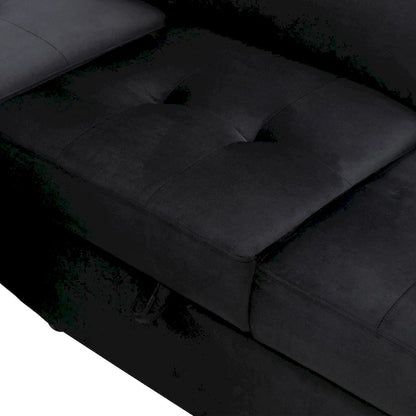 Canapé d'angle convertible 5 places en L 84,75 po avec pouf de rangement, rangement de bras dissimulé et chargement USB pour salon