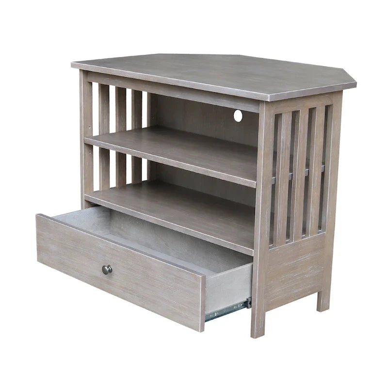 Meuble TV d'angle en bois massif de style Mission
