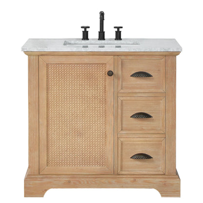 Meuble sous-vasque Hervas avec plateau en marbre naturel, sans miroir