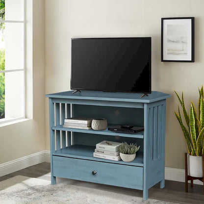 Meuble TV d'angle en bois massif de style Mission