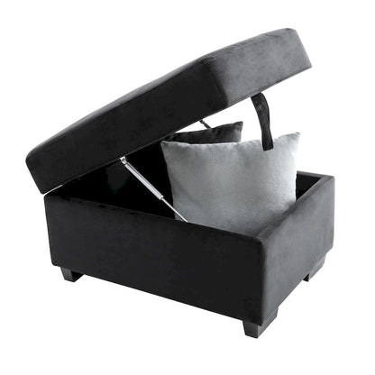 Canapé d'angle convertible 5 places en L 84,75 po avec pouf de rangement, rangement de bras dissimulé et chargement USB pour salon