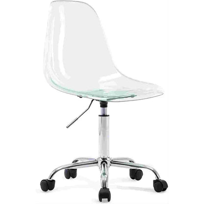 Chaise de bureau à roulettes sans accoudoirs, réglable en hauteur, en acrylique pivotant