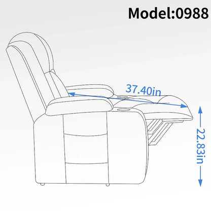 Fauteuil inclinable releveur électrique Lazy Boy, fauteuil de massage moderne à moteur unique avec chauffage lombaire, port de chargement USB, porte-gobelets