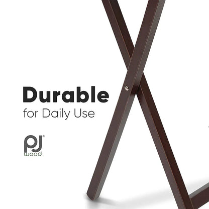 Tables de service pliantes pour télévision PJ Wood avec support de rangement compact, expresso, ensemble de 5 pièces - 36.38