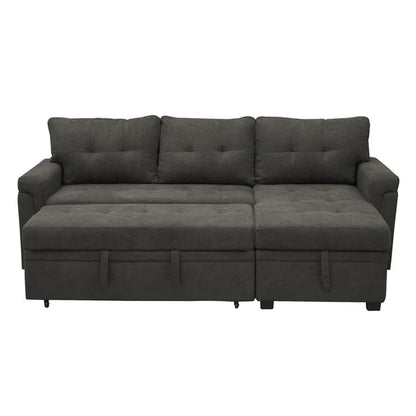 Canapé d'angle réversible convertible avec lit gigogne, méridienne de rangement et pieds durables