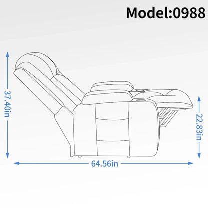Fauteuil inclinable releveur électrique Lazy Boy, fauteuil de massage moderne à moteur unique avec chauffage lombaire, port de chargement USB, porte-gobelets