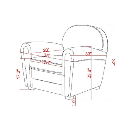 Fauteuil Club Paris en Cuir Véritable Pasargad Home, Marron