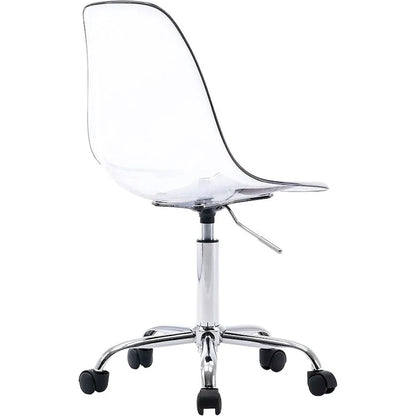Chaise de bureau à roulettes sans accoudoirs, réglable en hauteur, en acrylique pivotant